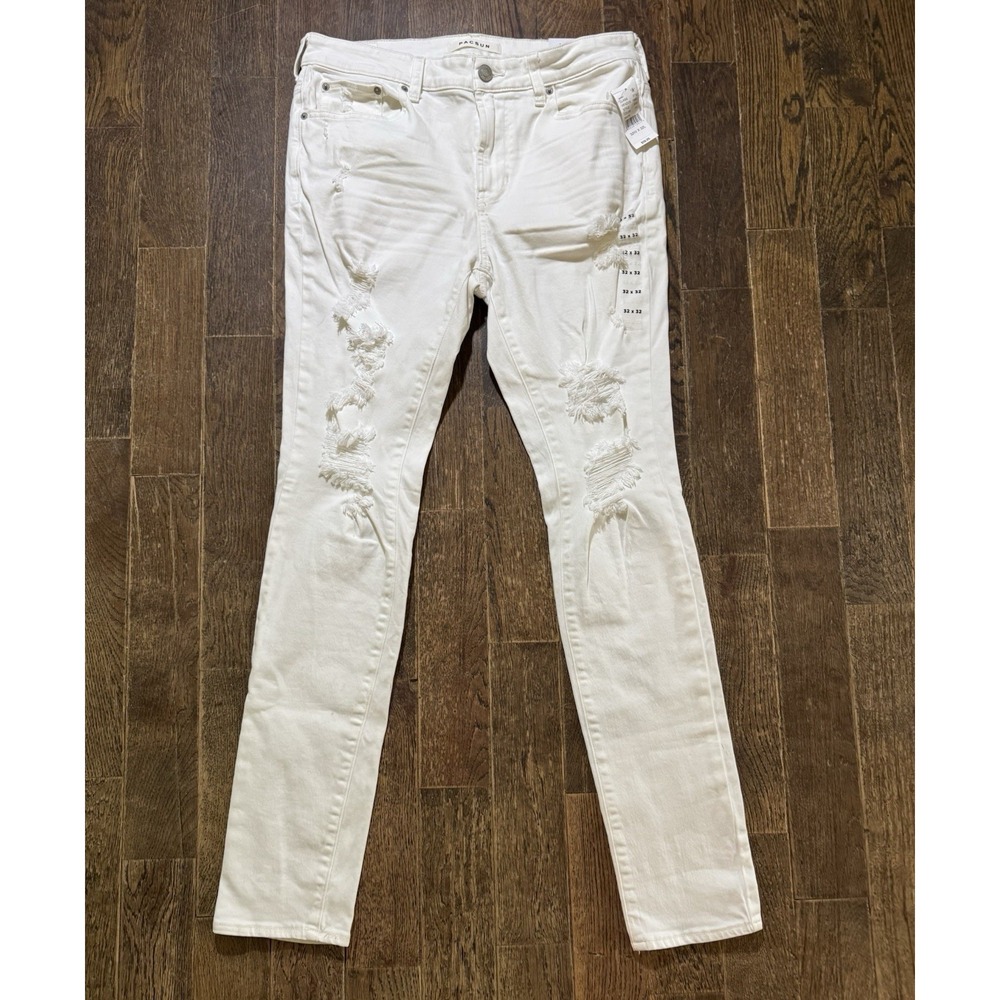 PacSun Jeans Men's Size 32x32 Stacked Skinny Active Stretch White Mid Rise NWT